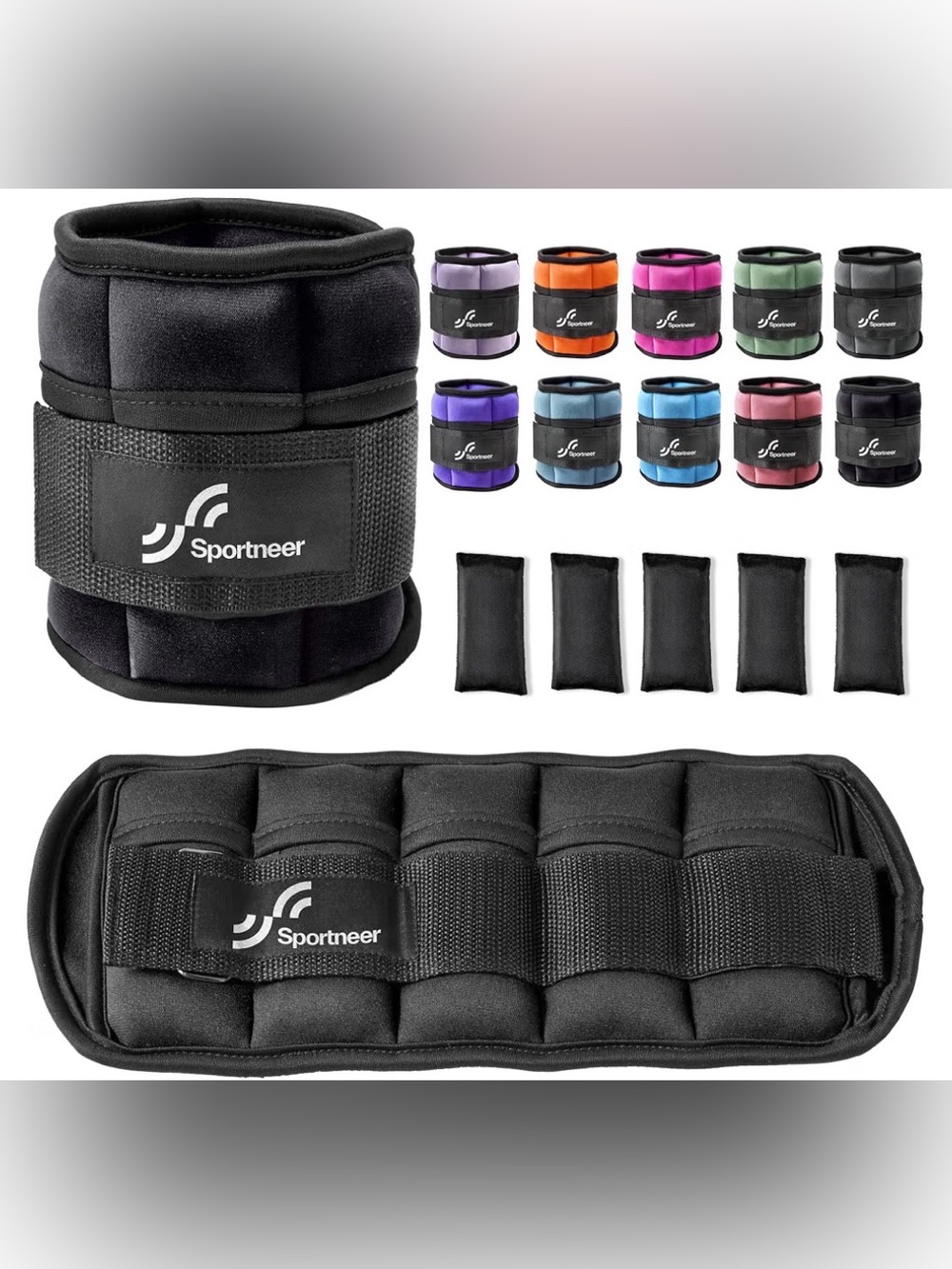 Sportneer Adjustable Ankle Weights, 2-10 lb per Pair, Removable Weights